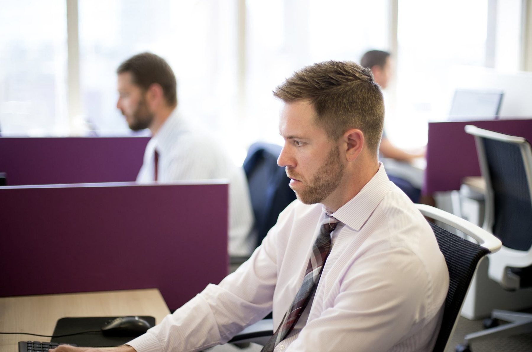 A Warren agent working at his desk